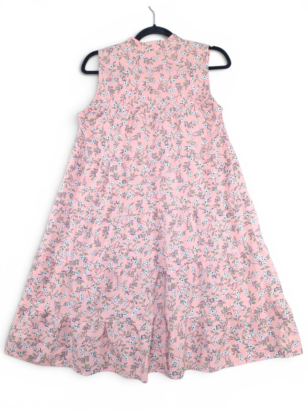 Zara Women's Pink Floral Tiered Midi Dress S Sleeveless Cottagecore Prairie Boho - Picture 4 of 9